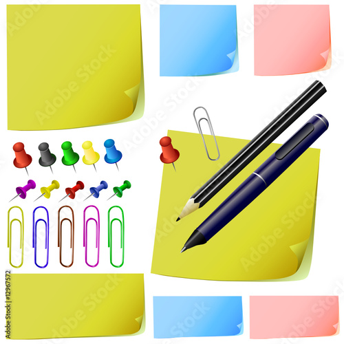 post it, note paper, pencil, pen, office pack