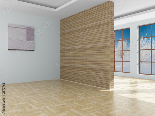 Empty room. Landscape behin...
