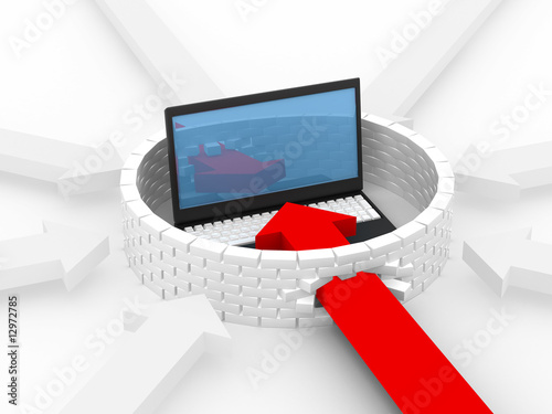 Protected global network the Internet. 3D image.