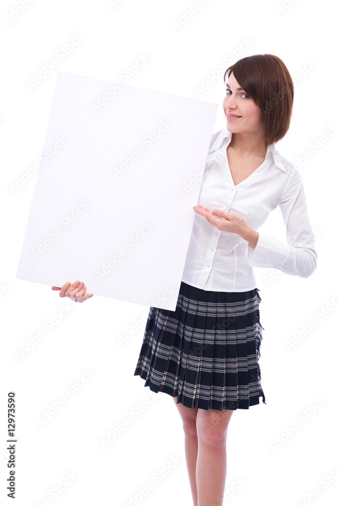 businesswoman with blank board