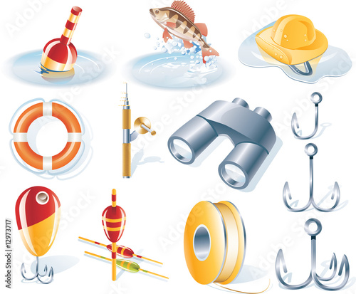 Vector fishing icon set