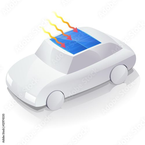 Voiture blanche solaire (reflet)