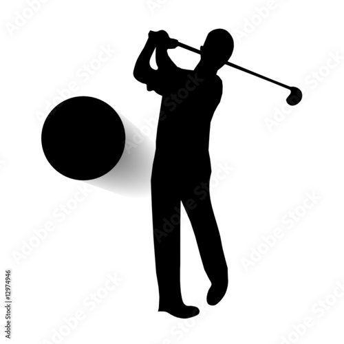golfspieler mit ball schwarz auf weiss
