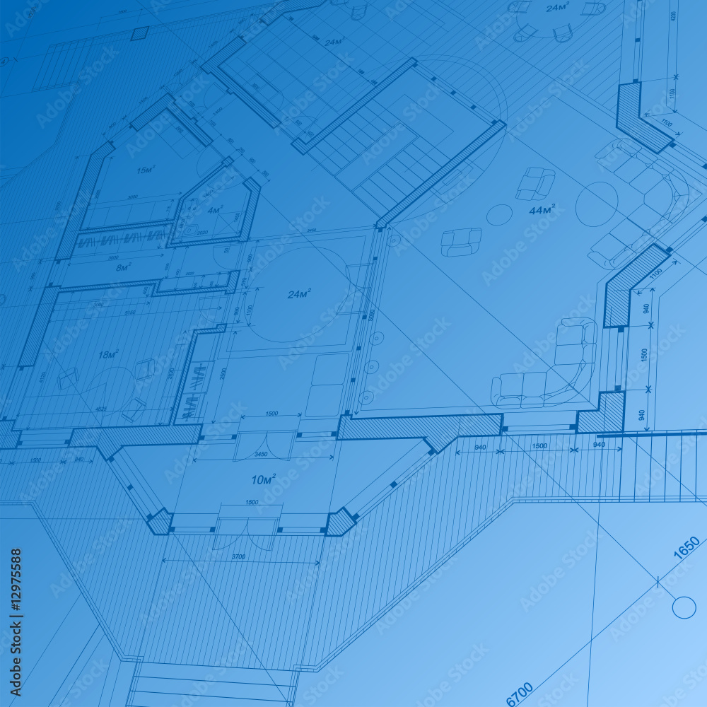 architecture blueprint: abstract house plan - vector background