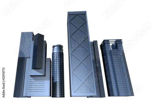 3D render of modern skyscrapers