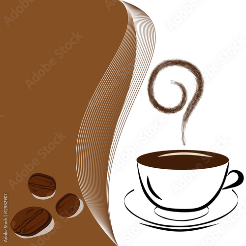 Cup of coffee with beans