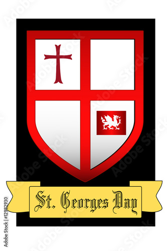 St georges cross with dragon on shield for English holiday