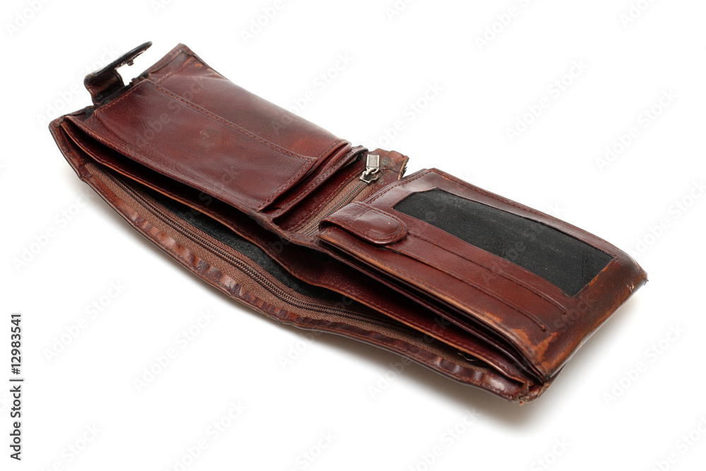 battered empty purse