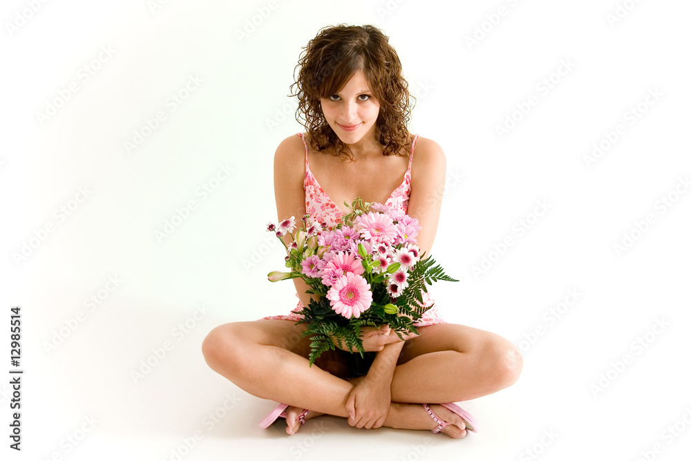 Frau mit Blumenstrauss