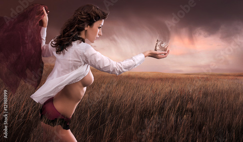 girl keeping the glass