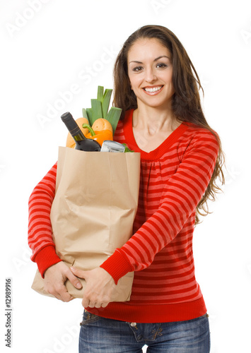 happy woman with shopping bag