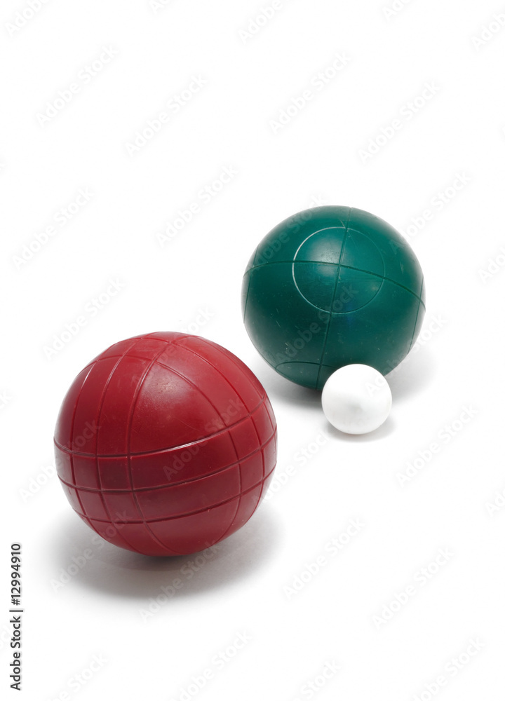 Red and Green Bocce Balls and Pallino (Jack or Boccino) Red and Green Bocce Balls and Pallino (Jack or Boccino)
