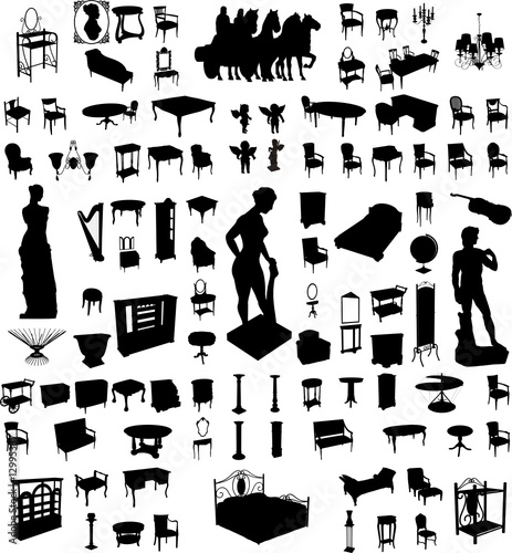 Antique Furniture And Objects Hundred Vector