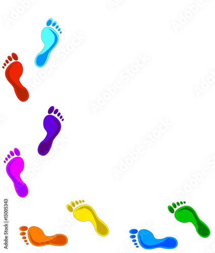 Colorful footprints. vector illustration