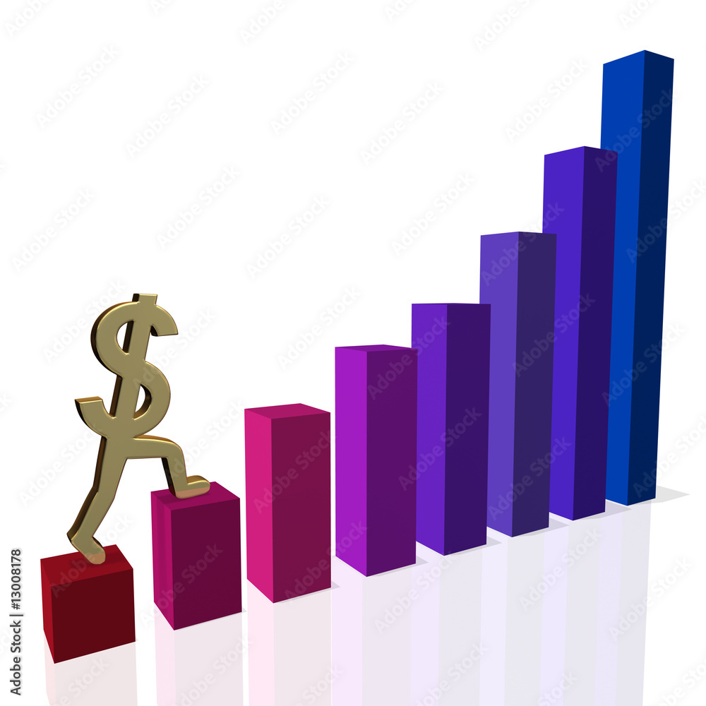 Dollar climbing bar chart, alternate view Dollar climbing bar chart, alternate view