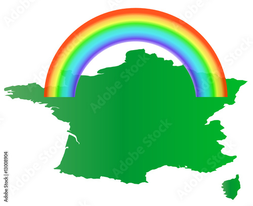 carte de france avec un arc en ciel