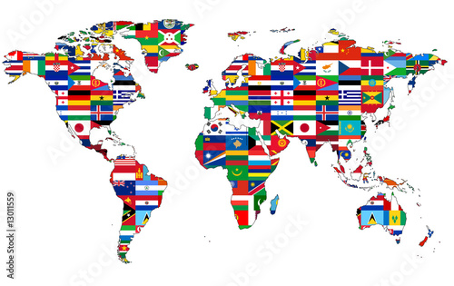 Carte du Monde avec drapeaux