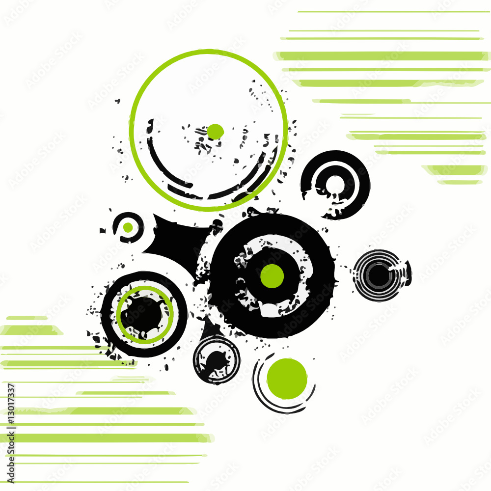 Obraz premium RETRO CERCLES GRUNGE VERT FLUORESCENT