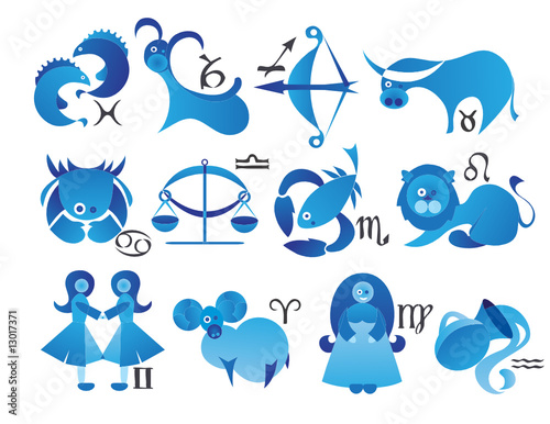 set of zodiac icons with symbols