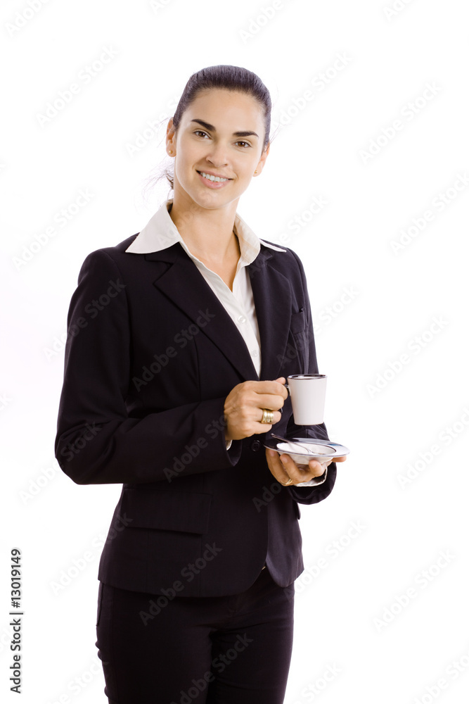 Businesswoman drinking coffee