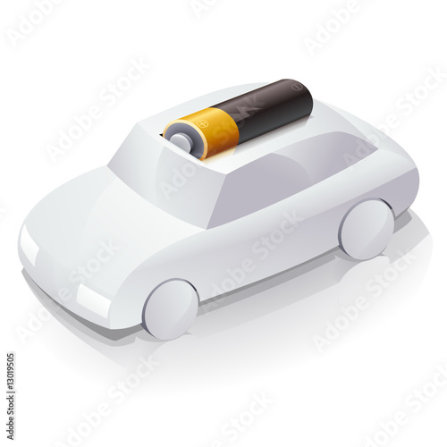 Voiture blanche électrique (reflet)