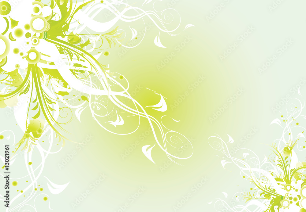 coin floral vert et cercles blancs coin floral vert et cercles blancs