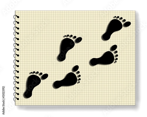 Footprints on notepad