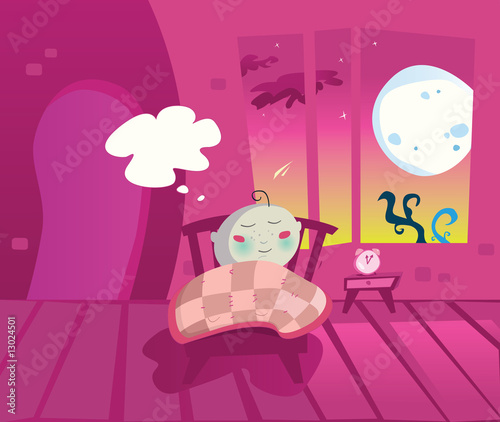 Dreaming. Small dreamer. Vector Illustration.
