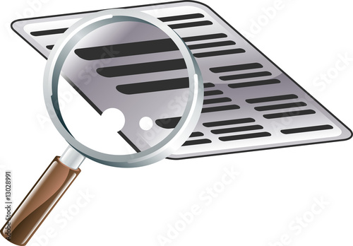 Magnifying Glass Document Search Icon Illustration