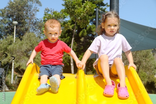 Kids on slide