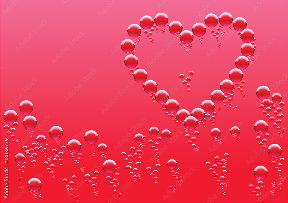 Heart from the water bubbles