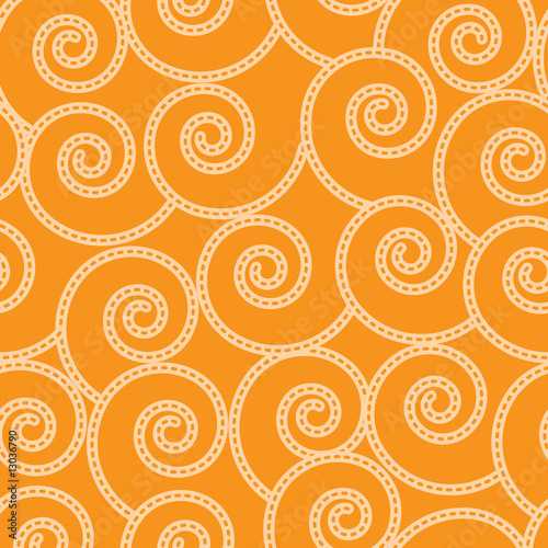 Orange stiched swirls seamless pattern