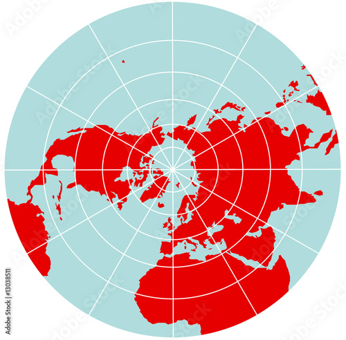 Polarstereographische Abbildung der Nordhalbkugel