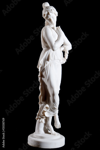 classical marble statue of a woman with circlet of flowers