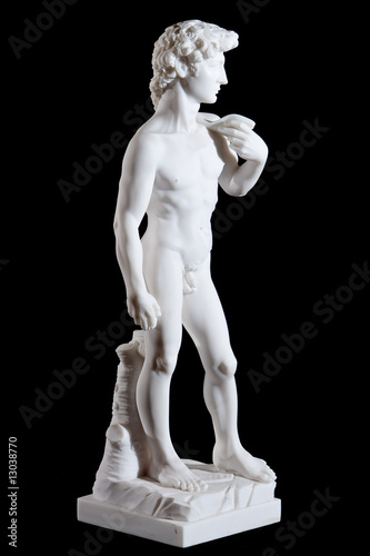White classic marble statue of David (Michelangelo) isolated