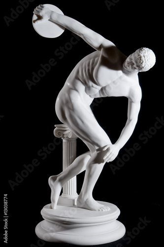 Wallpaper Mural Classical white marble statue of naked discus thrower isolated Torontodigital.ca