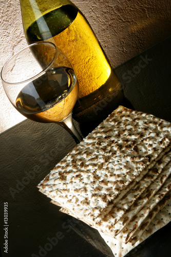 Wine and matzoh photo