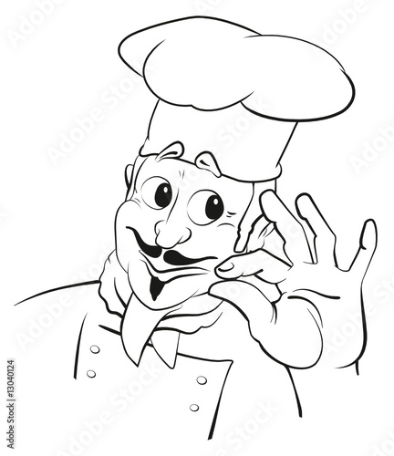 Vektoroutline Koch Kopf mit Hand