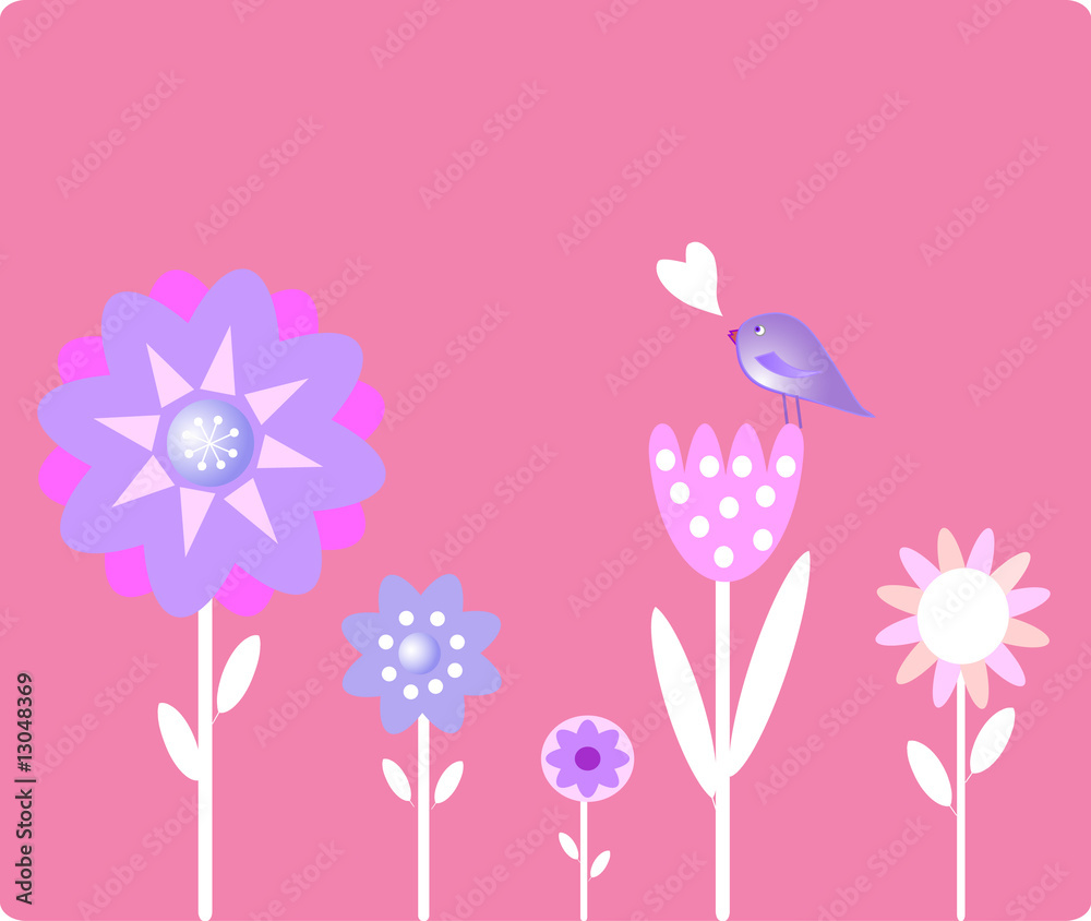 flower with small bird