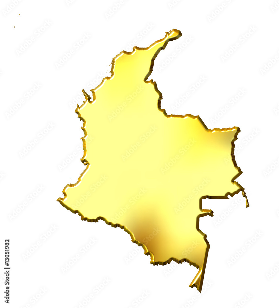 Colombia 3d Golden Map