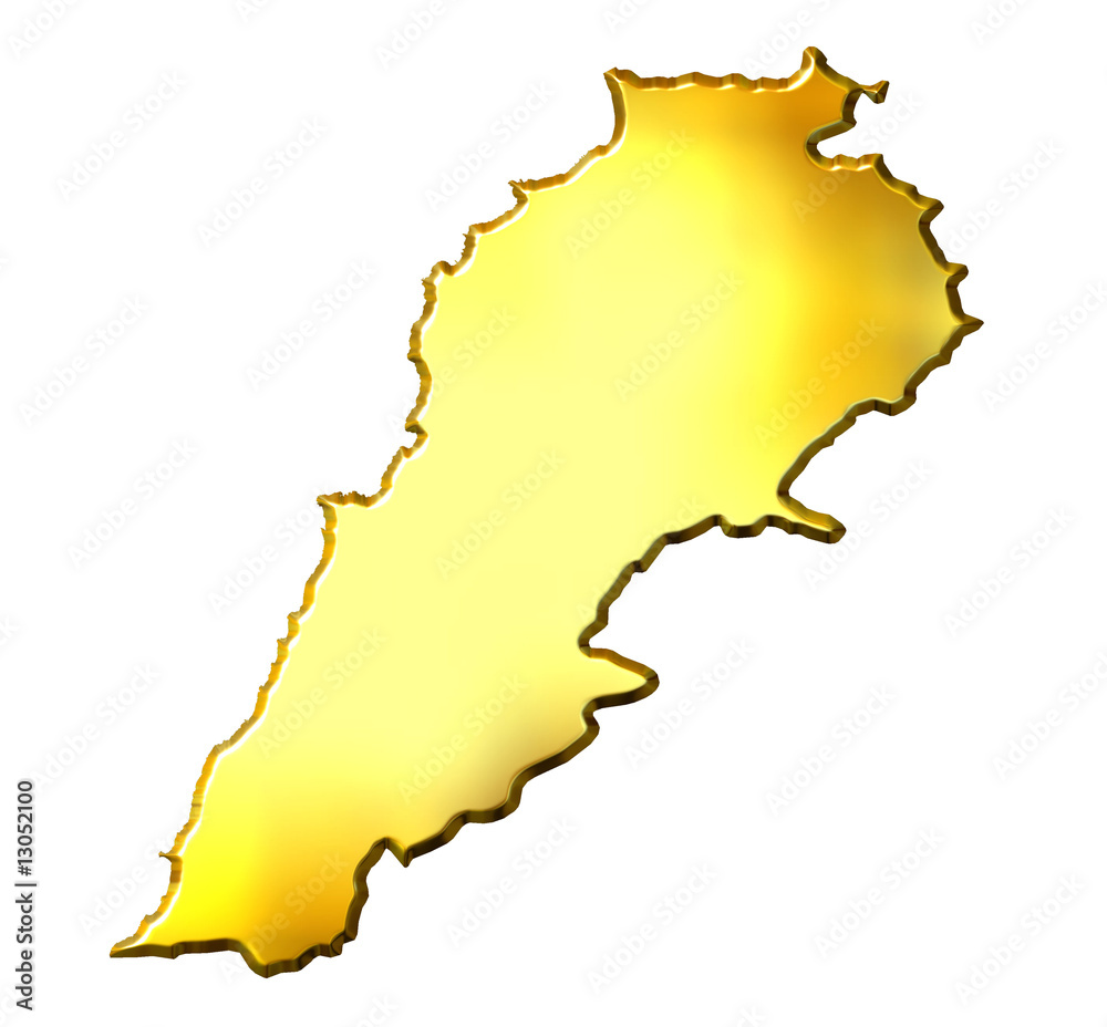 Obraz premium Lebanon 3d Golden Map