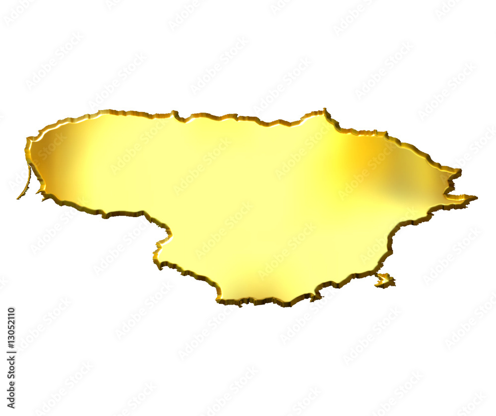 Obraz premium Lithuania 3d Golden Map