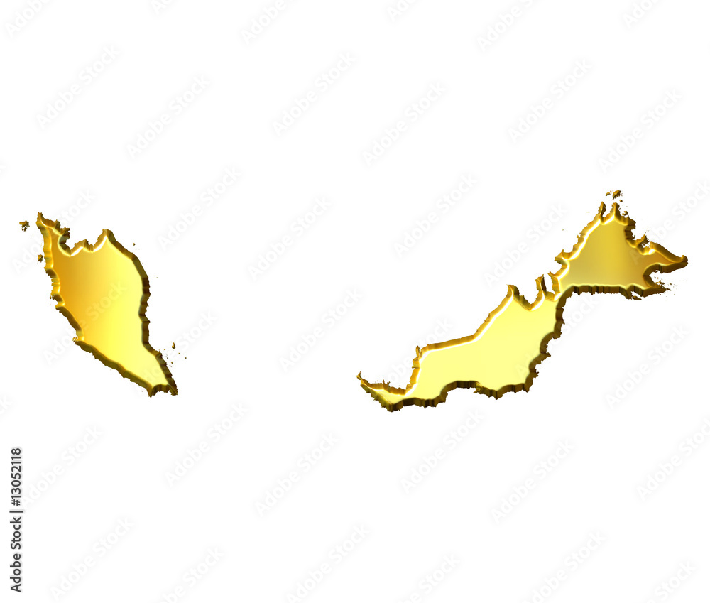 Malaysia 3d Golden Map
