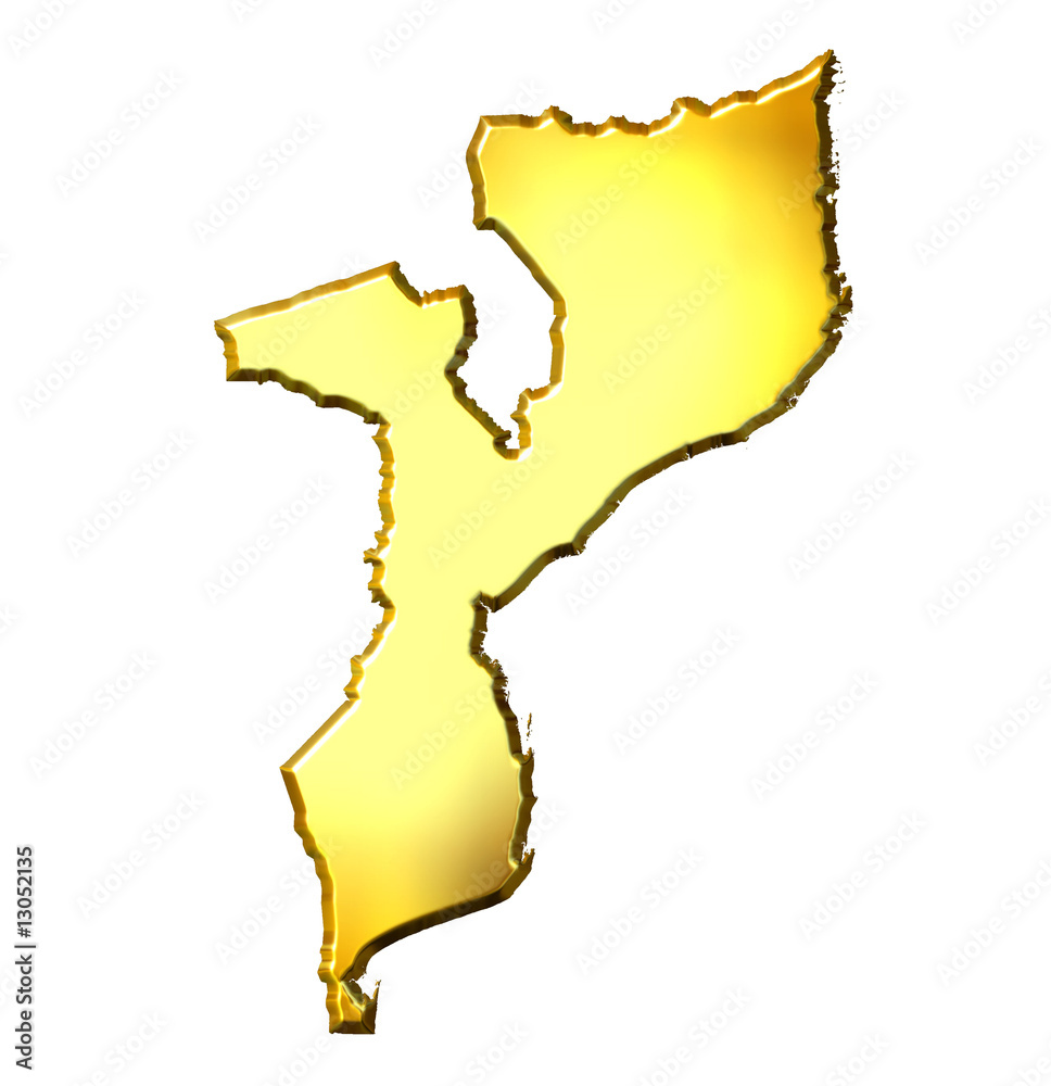 Obraz premium Mozambique 3d Golden Map