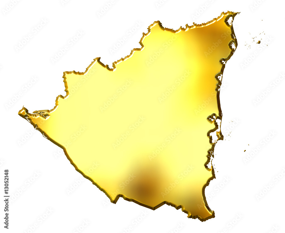Obraz premium Nicaragua 3d Golden Map