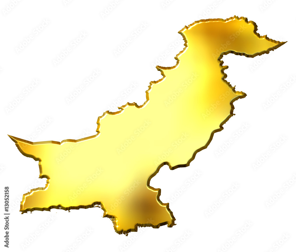 Obraz premium Pakistan 3d Golden Map