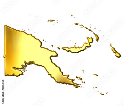 Papua New Guinea 3d Golden Map