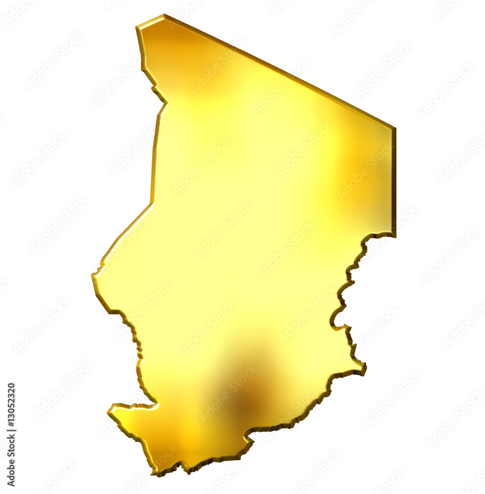 Obraz premium Chad 3d Golden Map