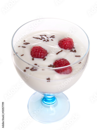 raspberrys with yoghurt.