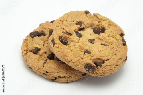 Chocolate chip cookies isolated.